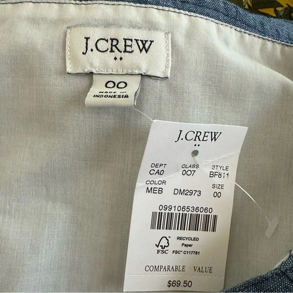J Crew Factory size 00 Blue Chambray Cami Pullover Tank Top Lined BF811 New - Picture 4 of 5